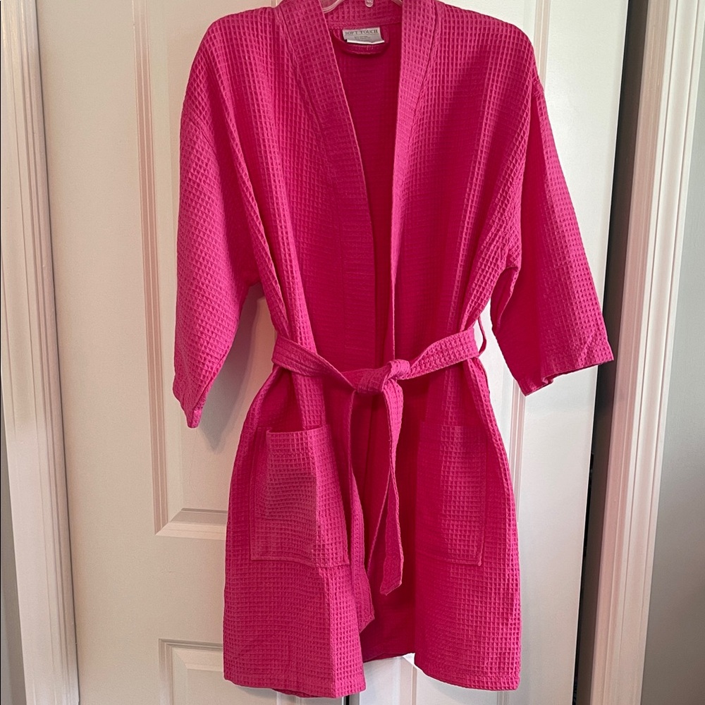 Bright Pink Waffle Knit Robe